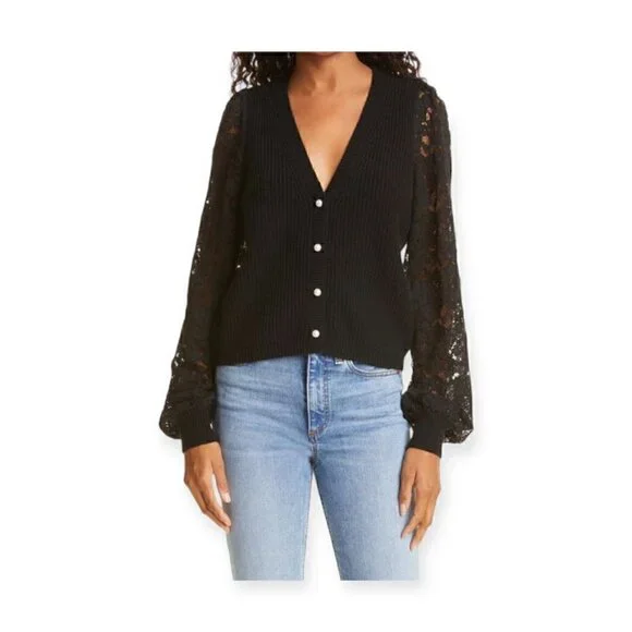 CAMI NYC Black Wool Beth Cardigan, Size S